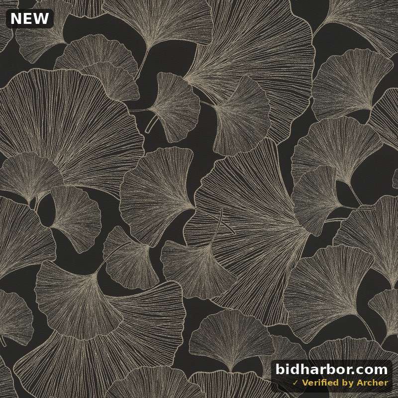 Rasch Waft Black Ginkgo Wallpaper