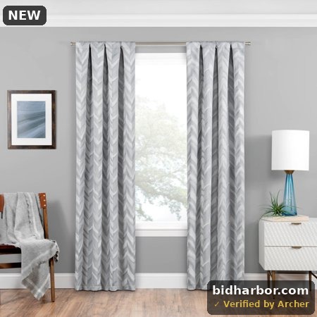 Eclipse Haley Thermal Insulated Single Panel Rod Pocket Darkening Curtains for Living Room  37 in X 84 in  Silver