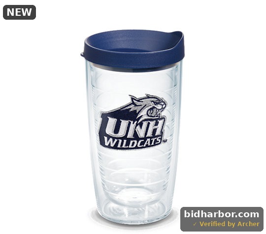 Tervis UNH Wildcats Logo Tumbler with Emblem and Navy Lid 16oz  Clear