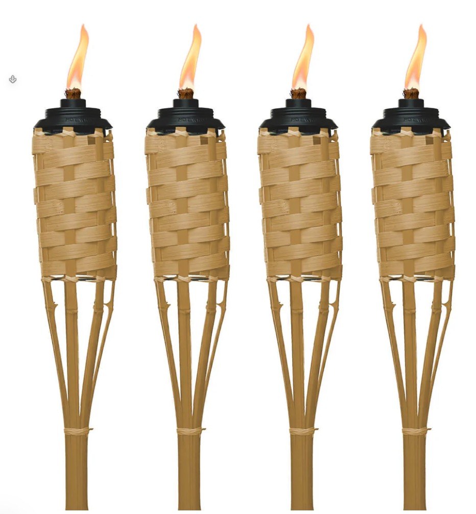 TIKI Brand Luau Bamboo Torches, 4 Pack